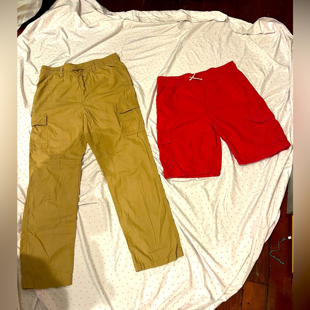 Children’s place size 16 husky khaki pants and red shorts